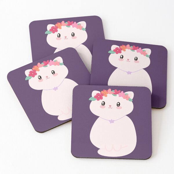 Item preview, Shy cat with pretty flower crown designed and sold by tinyfloofstar.
