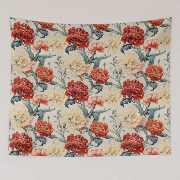 Item preview, Carnation Tile 030 - Ruffled Rainbows in Floral Clusters designed and sold by TheBrainArt.
