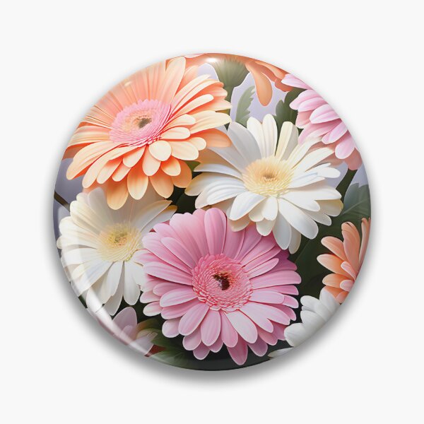 Item preview, Painting of White, Orange and Pink Gerbera Flowers designed and sold by Petalandfur.