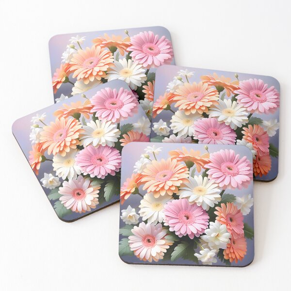 Item preview, Painting of White, Orange and Pink Gerbera Flowers designed and sold by Petalandfur.