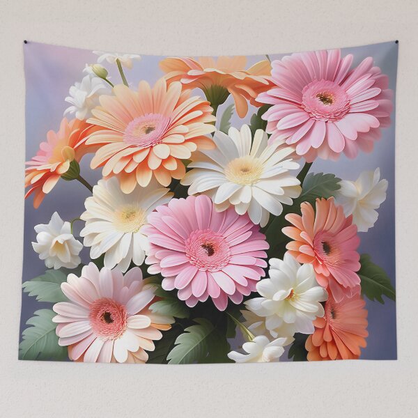 Item preview, Painting of White, Orange and Pink Gerbera Flowers designed and sold by Petalandfur.