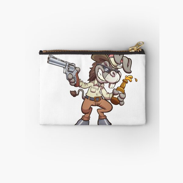 Item preview, Drunk cartoon cowboy donkey holding a beer and a gun designed and sold by Faissal Thomass.