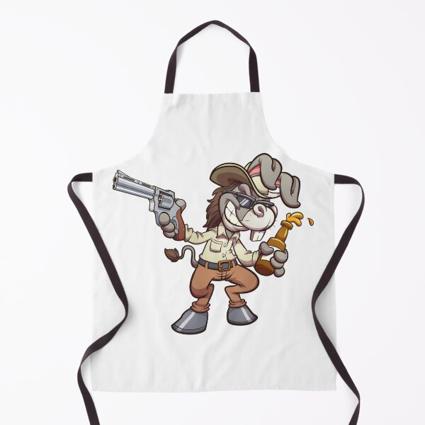Item preview, Drunk cartoon cowboy donkey holding a beer and a gun designed and sold by Faissal Thomass.