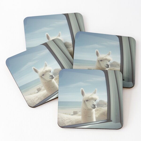Item preview, An unexpected moment of curiosity! This charming image shows a view from outside the car while a curious llama looks inside designed and sold by coserkan.