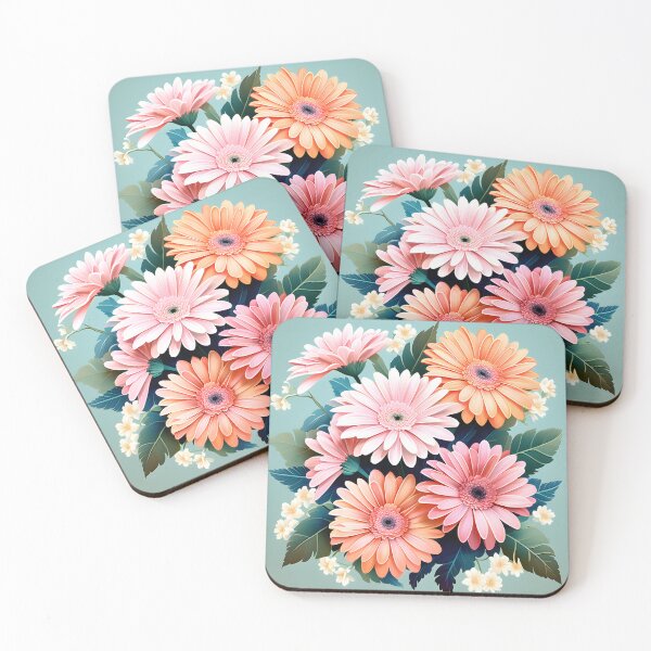 Item preview, Painting of Orange and Pink Gerbera Flowers designed and sold by Petalandfur.