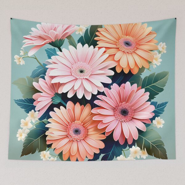 Item preview, Painting of Orange and Pink Gerbera Flowers designed and sold by Petalandfur.