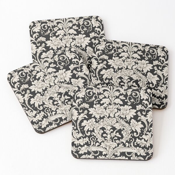 Item preview, Black and Creamy White Victorian Wallpaper designed and sold by ArDecoS.