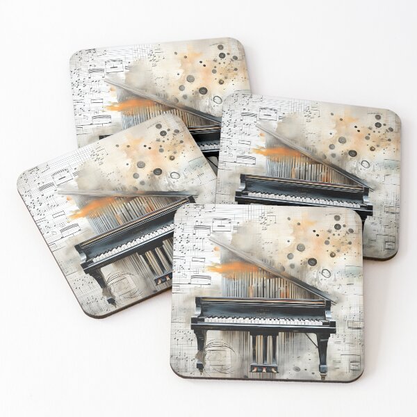 Item preview, Abstract Grand Piano with music notes print designed and sold by dcrc.