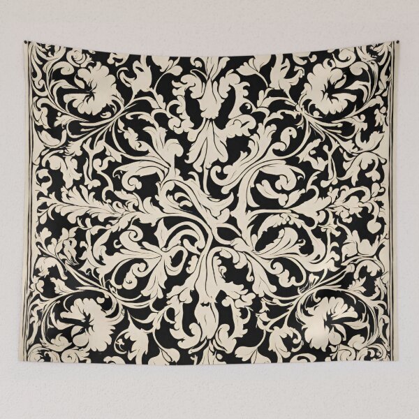 Item preview, Black and Creamy White Victorian Wallpaper designed and sold by ArDecoS.