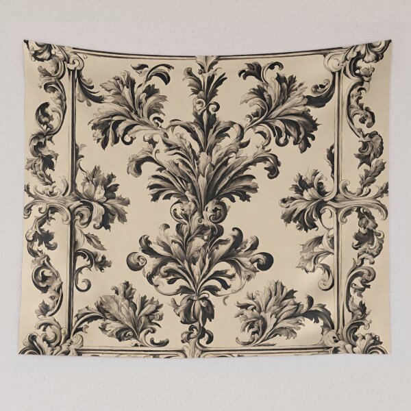 Item preview, Black and Creamy White Victorian Wallpaper designed and sold by ArDecoS.