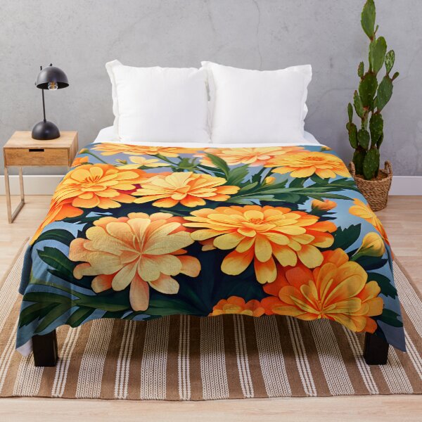 Item preview, Painting of Orange Marigold Flowers designed and sold by Petalandfur.