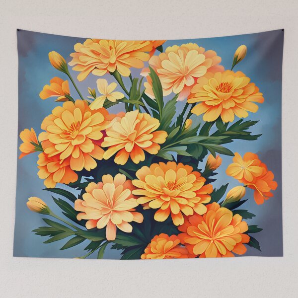Item preview, Painting of Orange Marigold Flowers designed and sold by Petalandfur.
