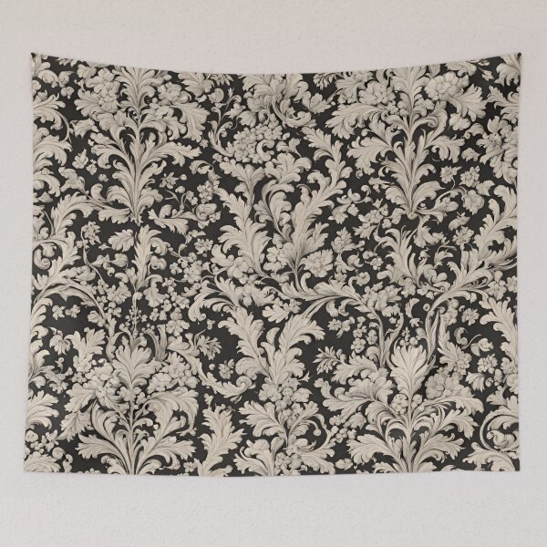 Item preview, Black and Beige Vintage Floral Wallpaper designed and sold by ArDecoS.