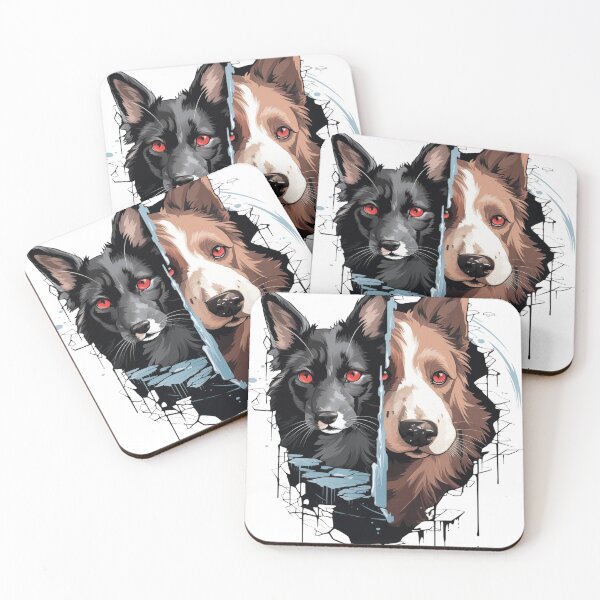Item preview, "Surreal Cat and Dog Mirror Graphic: Mysterious Atmosphere, Fractured Reflections, Vector Art on White Background" designed and sold by Huycao211.