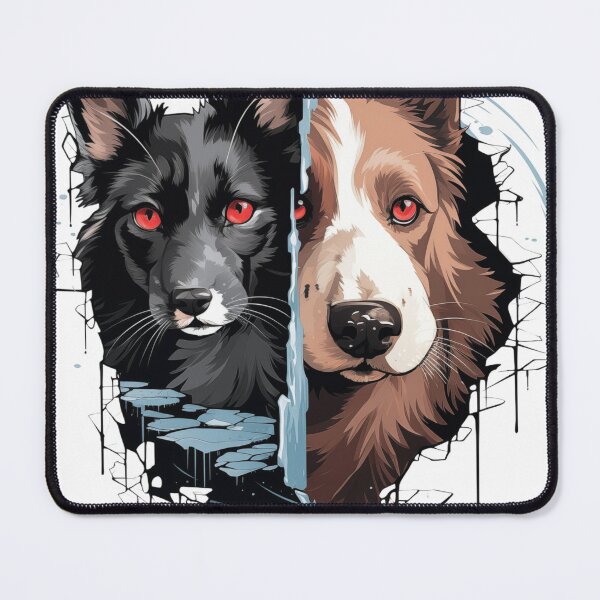 Item preview, "Surreal Cat and Dog Mirror Graphic: Mysterious Atmosphere, Fractured Reflections, Vector Art on White Background" designed and sold by Huycao211.