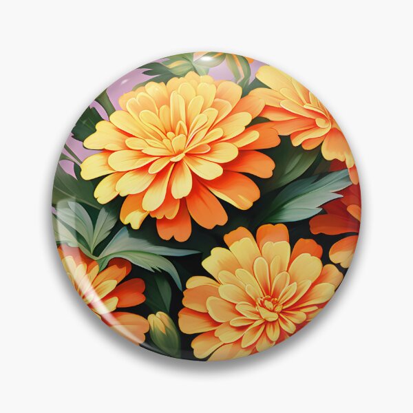 Item preview, Painting of Orange and Green Marigold Flowers designed and sold by Petalandfur.