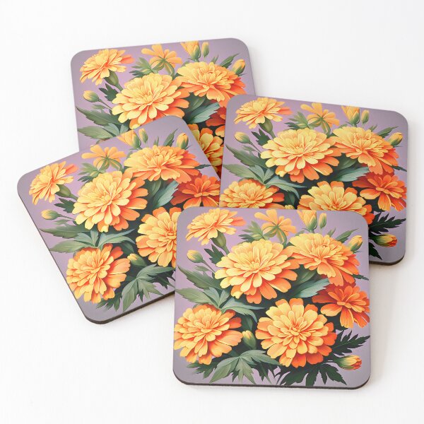 Item preview, Painting of Orange and Green Marigold Flowers designed and sold by Petalandfur.