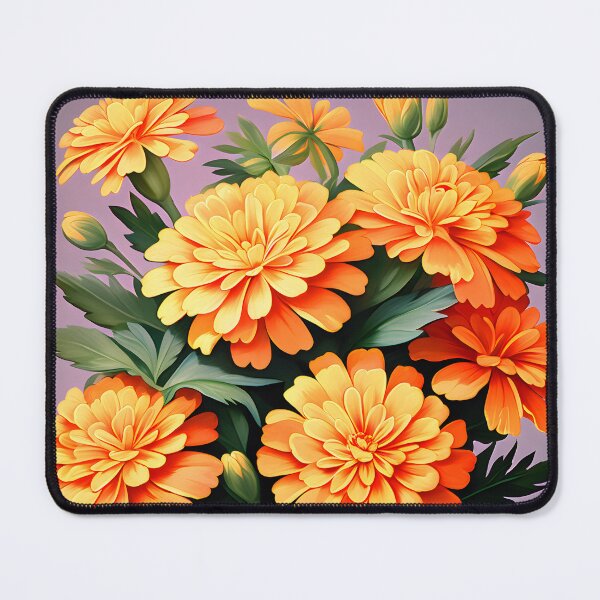 Item preview, Painting of Orange and Green Marigold Flowers designed and sold by Petalandfur.