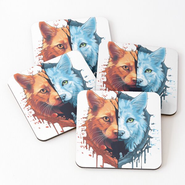 Item preview, "Surreal Cat and Dog Mirror Graphic: Mysterious Atmosphere, Fractured Reflections, Vector Art on White Background" designed and sold by Huycao211.