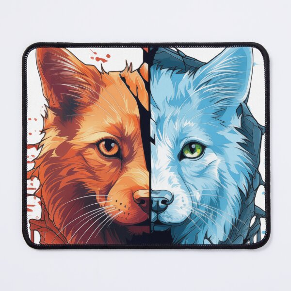 Item preview, "Surreal Cat and Dog Mirror Graphic: Mysterious Atmosphere, Fractured Reflections, Vector Art on White Background" designed and sold by Huycao211.