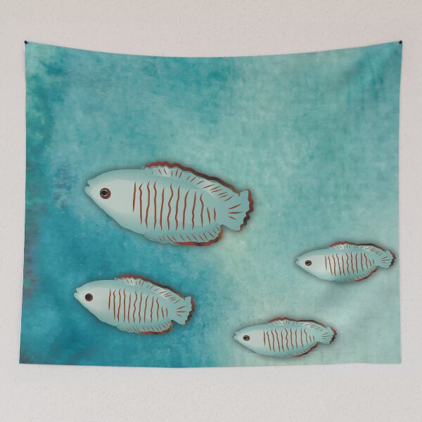 Item preview, Tiny school of aqua fishies designed and sold by Annette Chabidon Studio.