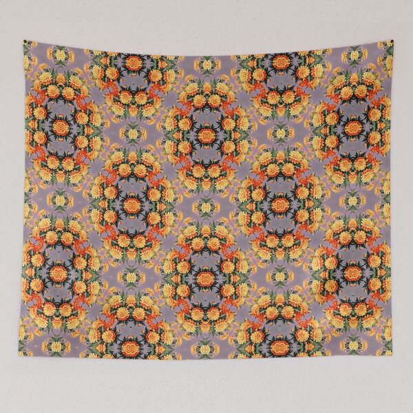 Item preview, Painting of Orange and Green Marigold Flowers Seamless Pattern designed and sold by Petalandfur.