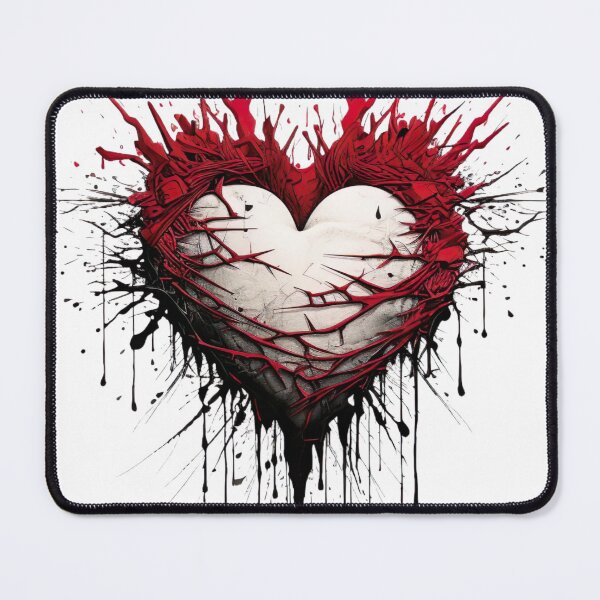 Item preview, "Pierced Sorrow: Expressive Broken Heart Graphic on White Background" designed and sold by Huycao211.