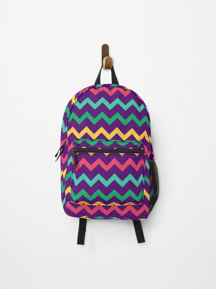 Thumbnail 1 of 3, Backpack, Multicolor Chevron Pattern designed and sold by Patternliss.