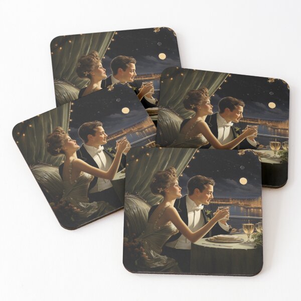 Item preview, Moonlit Romance - Victorian couple enjoys a lavish moonlight dinner designed and sold by GildedPagesCo.