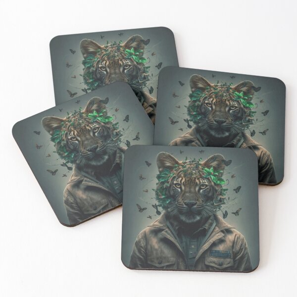 Item preview, Portrait of a tiger in modern clothes designed and sold by LuckyFamily.