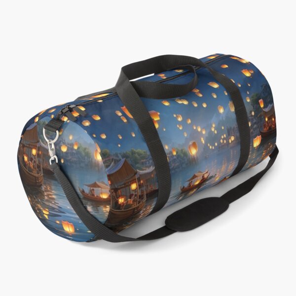 Item preview, Lanterns in and above lake with boats designed and sold by zand-n-zive.