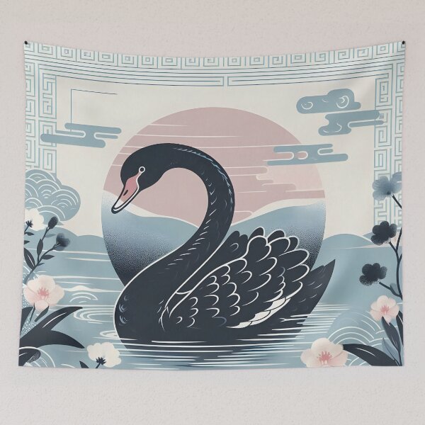 Artikelvorschau, Schwarzer Schwan im japanischen Kunststil entworfen und verkauft von RubisLeaf.