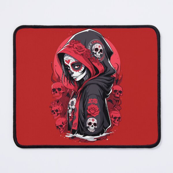 Item preview, Red & Black Hooded Sugar Skull Girl Red Skulls designed and sold by A78-Designs.