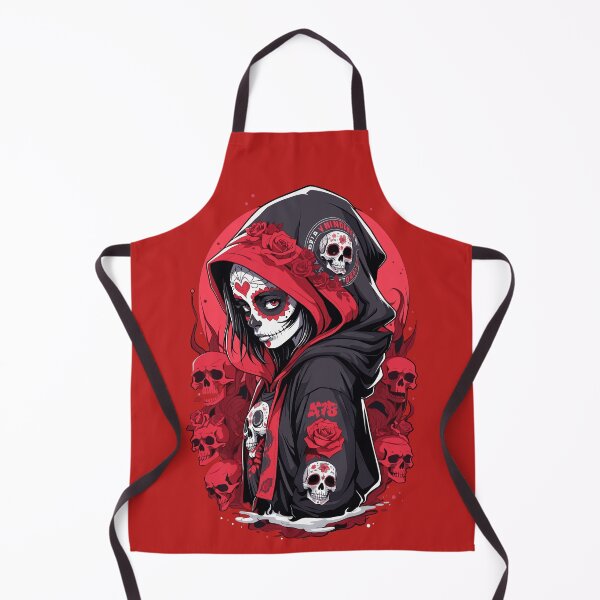 Item preview, Red & Black Hooded Sugar Skull Girl Red Skulls designed and sold by A78-Designs.