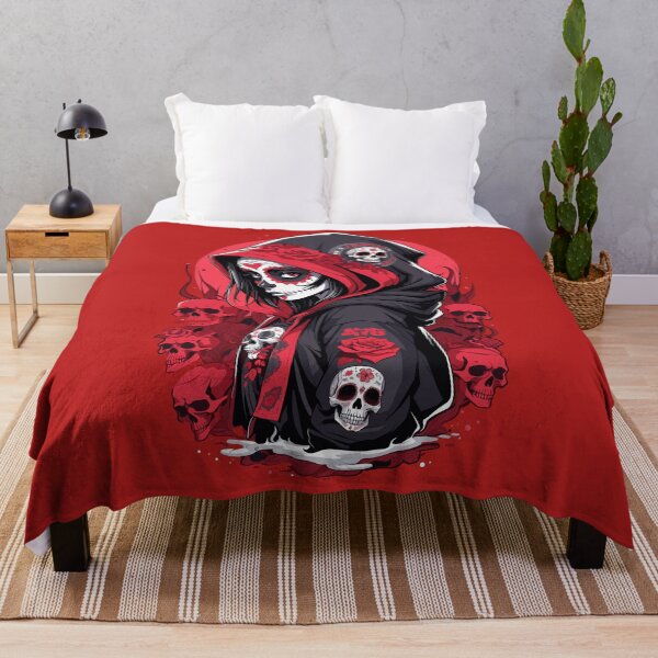 Item preview, Red & Black Hooded Sugar Skull Girl Red Skulls designed and sold by A78-Designs.