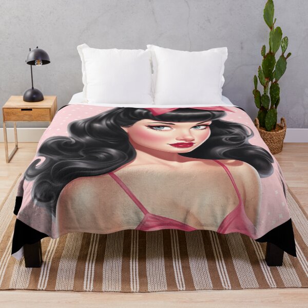 Item preview, bettie page style 1950s pinup with a pink bow designed and sold by Alyn8.