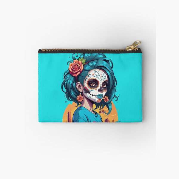 Item preview, Sugar Skull Girl Blue Hair and Peach Rose designed and sold by A78-Designs.