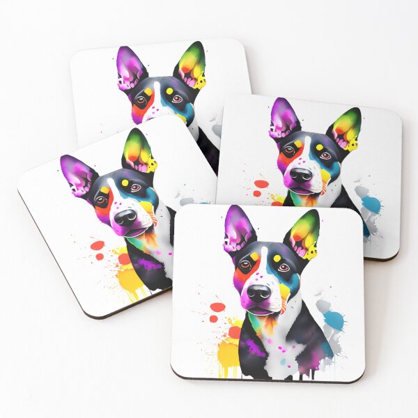 Item preview, A face of a black and white dog with paint splatters. designed and sold by TenderSoar.