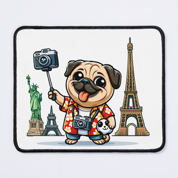 Item preview, Globetrotting Pug - World Explorer Pug designed and sold by creativechaster.