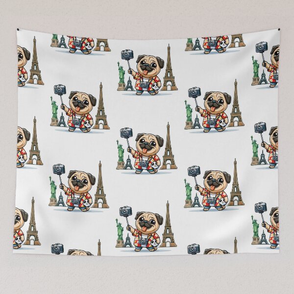 Item preview, Globetrotting Pug - World Explorer Pug designed and sold by creativechaster.
