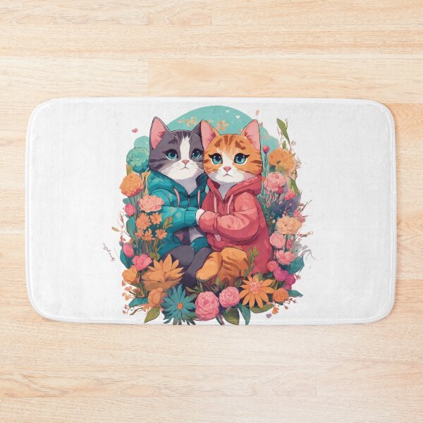 Item preview, Cute cat couple with flowers covered designed and sold by SpicyOne.
