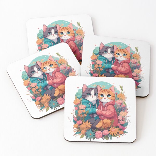 Item preview, Cute cat couple with flowers covered designed and sold by SpicyOne.