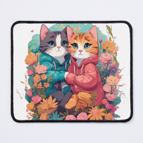 Item preview, Cute cat couple with flowers covered designed and sold by SpicyOne.
