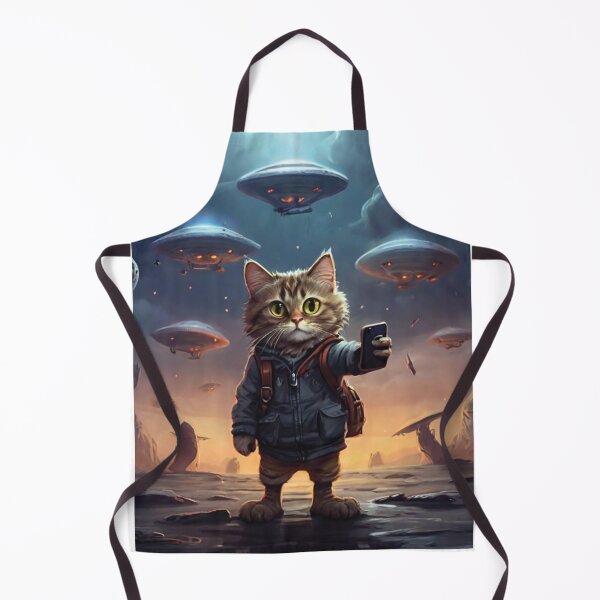 Item preview, Funny Graphic Tee - Scary Cat Taking Selfie With UFOs Weird designed and sold by MAEN00.