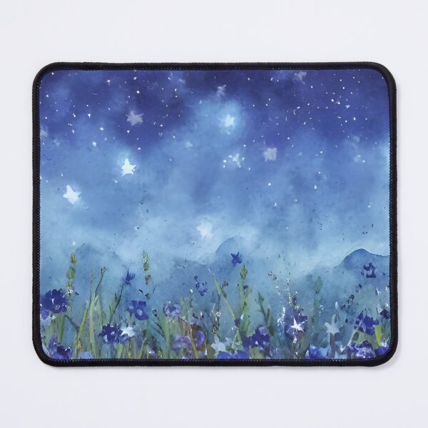 Item preview, A field of blue flowers on a beautiful Spring night designed and sold by Paw's Arts.