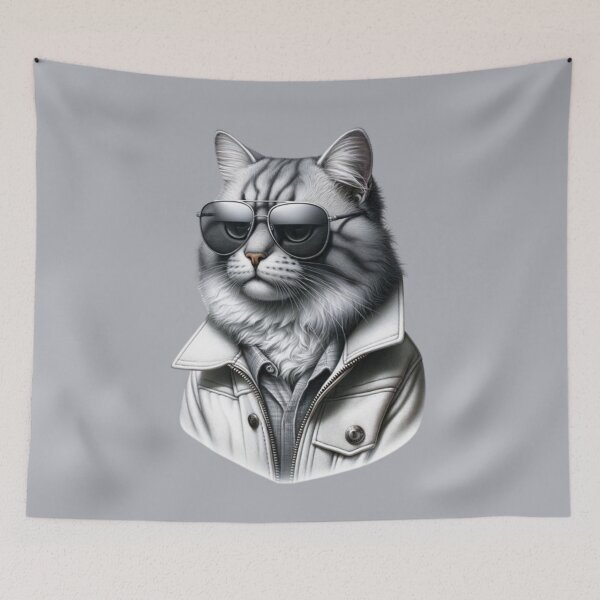 Item preview, Cool Cat Chic in White Jacket with Sunglasses designed and sold by Chaput Store.