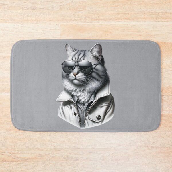 Item preview, Cool Cat Chic in White Jacket with Sunglasses designed and sold by Chaput Store.