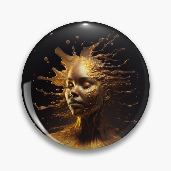 Item preview, woman's face in turbulent golden liquid designed and sold by Fantasymachine.