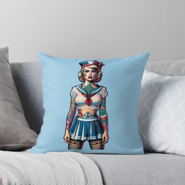 Artikelvorschau, Pinup-Seemann im Spitzentop entworfen und verkauft von PinUpPizzazz.