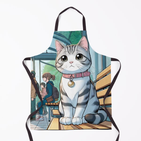 Item preview, manga cat sitting on a bus stop 2 designed and sold by SyTcreations.